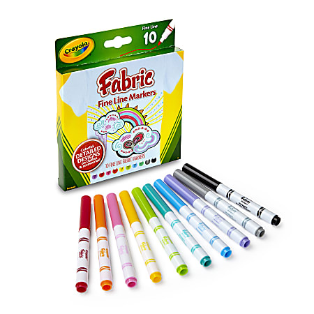 Crayola Bright Fabric Markers Set Of 10 Fine Point Assorted Colors - Office  Depot
