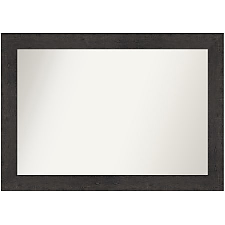 Amanti Art Non-Beveled Rectangle Framed Bathroom Wall Mirror, 29-1/2" x 41-1/2", Rustic Plank Espresso