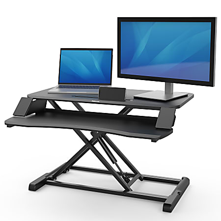 Fellowes® Corsivo Sit-Stand Workstation Desk Riser, 19-1/2"H x 31-1/2"W x 24-1/4"D, Black