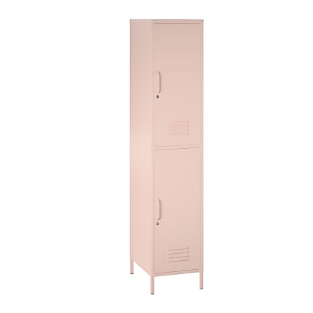 Ameriwood Home Mission District 3-Shelf Metal 2-Door Locker Storage Cabinet, 72-7/8”H x 15”W x 15-3/4”D, Pale Pink