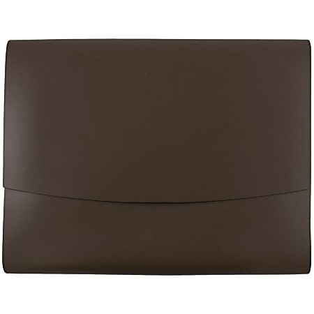 JAM Paper® Leather Portfolio With Snap Closure, 10 1/2" x 13", Letter Size, Dark Brown