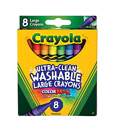Crayola® Washable Crayons, Large, Assorted Colors, Box Of 8 Crayons