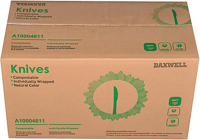 Daxwell Medium/Heavyweight Wrapped Utensils, Knives, Champagne, Pack Of 1,000 Knives