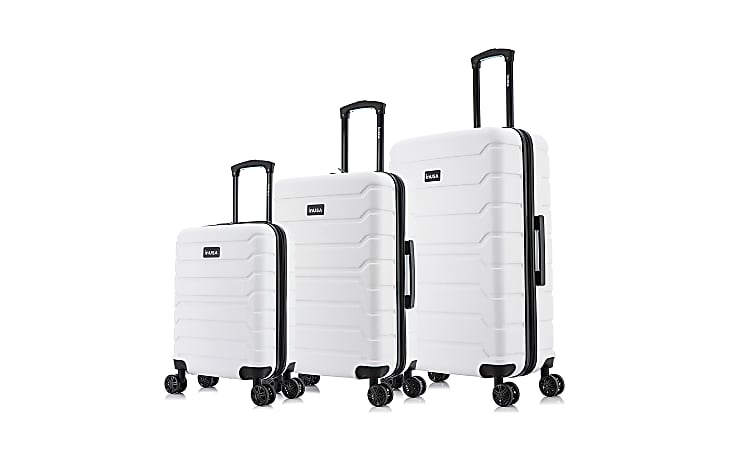 InUSA Trend ABS Rolling Luggage Set, White, Set Of 3 Pieces