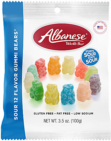 Albanese Candy Gummies, Sour 12 Flavor Gummi Bears, 3.5 Oz