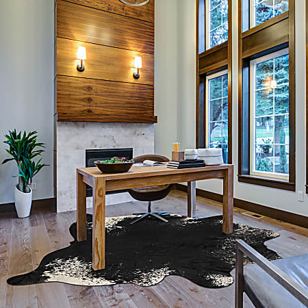 Linon Dallas Cowhide Area Rug, 6' x 6', Dark Brindle