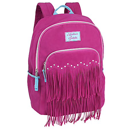 Madison & Dakota Suede Fringe Backpack, Pink