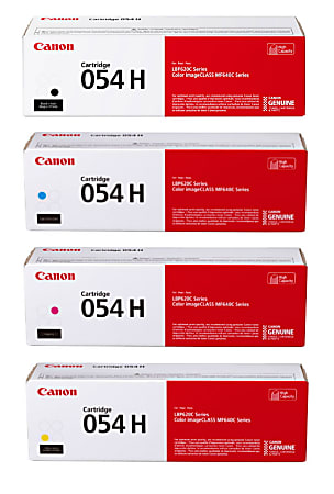 Canon® 054H High-Yield Black And Cyan, Magenta, Yellow Toner Cartridges Combo, Pack Of 4, 3028C001,3027C001,3026C001,3025C001