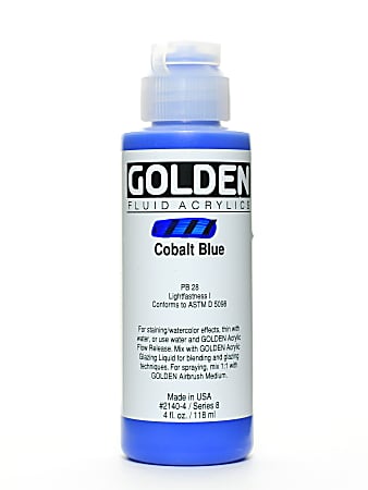Golden Fluid Acrylic Paint, 4 Oz, Cobalt Blue