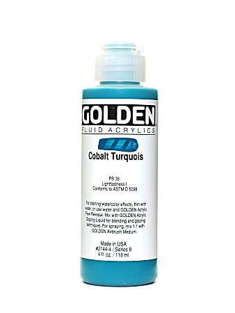 Golden Fluid Acrylic Paint, 4 Oz, Cobalt Turquoise