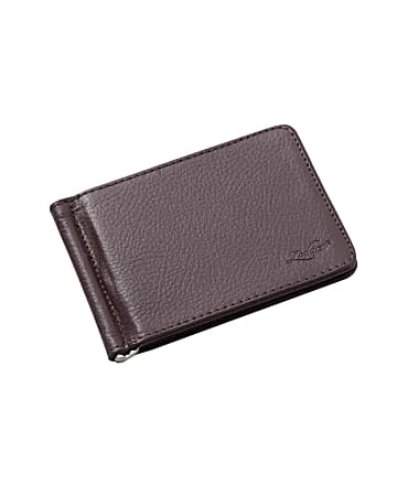Zodaca Stylish Thin Leather Wallet With Removable Money Clip, Brown