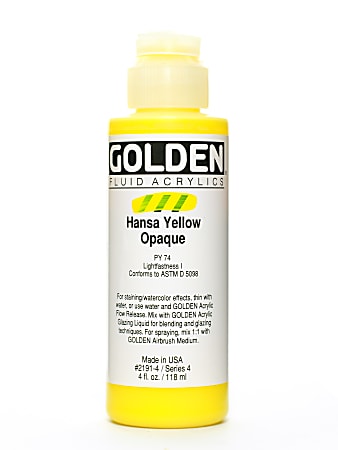 Golden Fluid Acrylic Paint, 4 Oz, Hansa Yellow Opaque