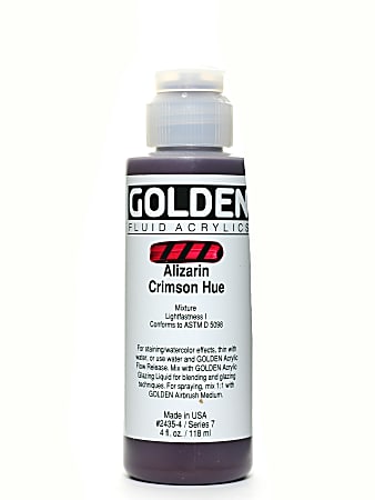 Golden Fluid Acrylic Paint, 4 Oz, Historical Alizarin Crimson Hue