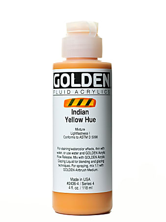 Golden Fluid Acrylic Paint, 4 Oz, Historical Indian Yellow Hue