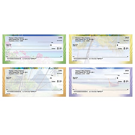 Personal Wallet Checks, 6" x 2 3/4", Duplicates, Ocean Breezes, Box Of 150