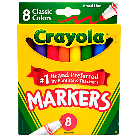 Crayola® Broad Line Markers, Assorted Classic Colors, Pack Of 8