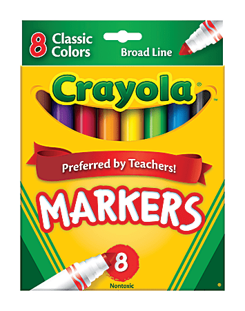 Crayola® Broad Line Markers, Assorted Classic Colors, Pack Of 8