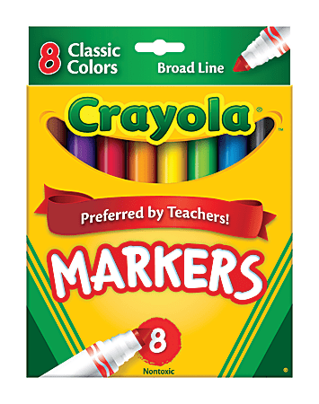 Crayola Ultra Clean Washable Color Markers Thin Line Assorted Classic  Colors Box Of 8 - Office Depot