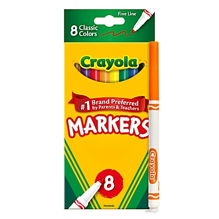 Crayola® Fine Line Markers, Assorted Classic Colors, Box Of 8