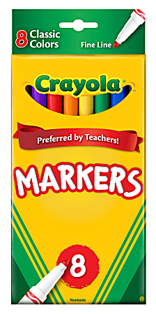 Crayola Classic Markers, Non-Washable, Assorted Color - 8 pack