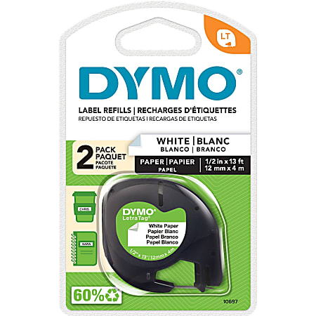 DYMO D1 Labels for LabelManager Label Makers, Black Print on White,  1/2-Inch x 23-Foot Rolls, Self-Adhesive, 4 Count