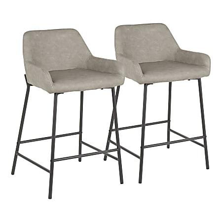 LumiSource Daniella Counter Stools, Black/Gray, Set Of 2 Stools