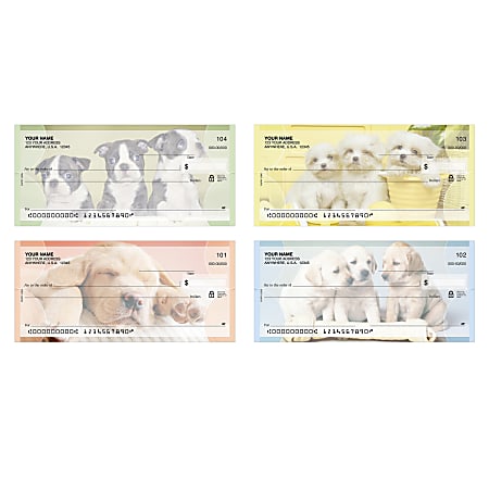 Personal Wallet Checks, 6" x 2 3/4", Duplicates, Puppy Love, Box Of 120