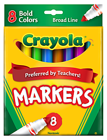 Crayola® Broad Line Markers, Assorted Bold Colors, Box Of 8