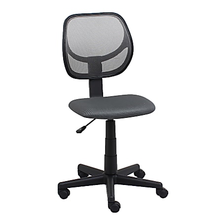 OFM Essentials Armless Mesh/Fabric Low-Back Task Chair, Gray/Black