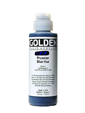 Golden Fluid Acrylic Paint, 4 Oz, Historical Prussian Blue Hue
