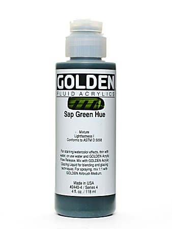 Golden Fluid Acrylic Paint, 4 Oz, Historical Sap Green Hue