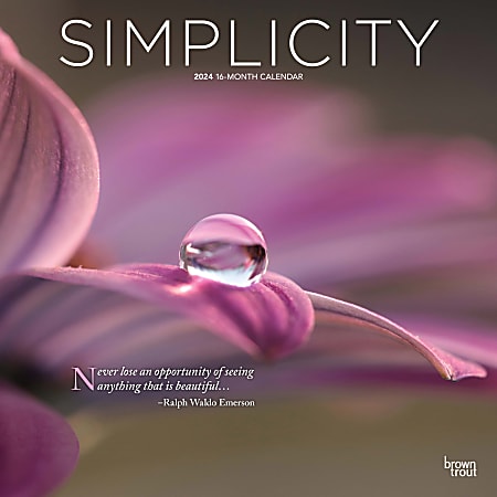 2024 Brown Trout Monthly Square Wall Calendar, 12" x 12", Simplicity, January To December