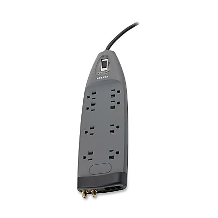 Belkin 8-Outlet 3240 Joules SurgeMaster Protector - 8 Receptacle(s) - 3550 J - 125 V AC Input - Cable Modem/DSL/Fax/Phone, Coaxial Cable Line - 8 x AC Power - 3550 J - 125 V AC Input - Cable Modem/DSL/Fax/Phone, Coaxial Cable Line