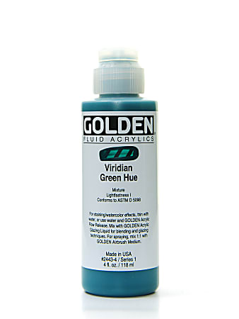 Golden Fluid Acrylic Paint, 4 Oz, Historical Viridian Green Hue