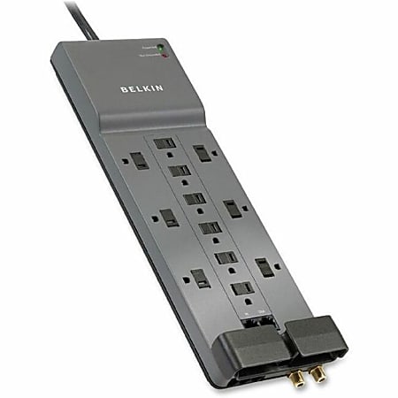 Belkin® Home/Office Series Surge Protector, 12 Outlets, 10' Cord, 3996 Joules, Phone/Ethernet/Coaxial Protection
