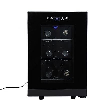 Hamilton Beach® 6-Bottle Wine/Beverage Cooler, 19”H x 16”W x 11”D, Black