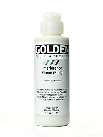 Golden Fluid Acrylic Paint, 4 Oz, Interference Green Fine