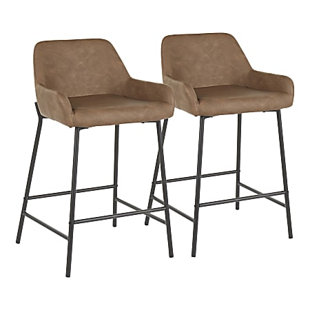 LumiSource Daniella Counter Stools, Black/Espresso, Set Of 2 Stools