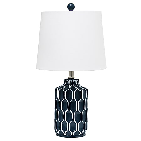 Lalia Home Moroccan Table Lamp, 22"H, White Shade/Blue Base
