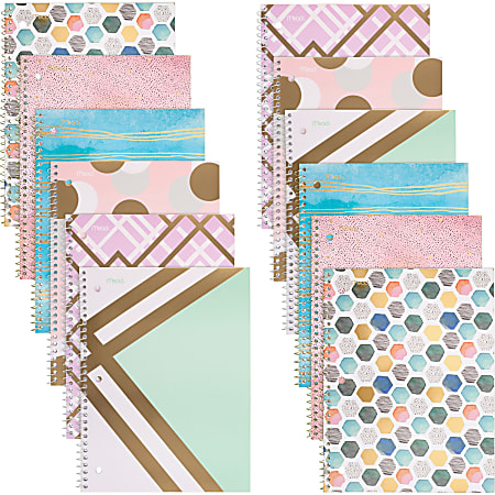 Mead Shape It Up 1-subject Notebook - 70 Sheets - Wire Bound - 7 1/2" x 10 1/2" - Assorted Cover - Punched, Perforated - 12 / Carton