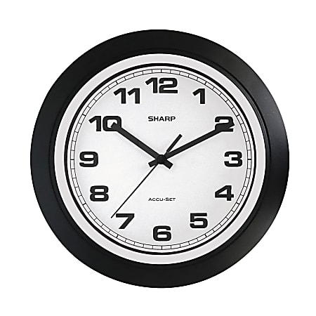 Sharp 10" Wall Clock, Accu-Set, Black