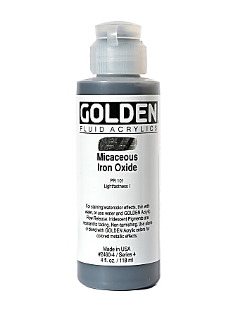 Golden Fluid Acrylic Paint, 4 Oz, Iridescent Micaceous Iron Oxide