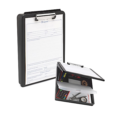 Office Depot® Brand Binder Box Form Holder Storage Clipboard, 8 1/2" x 12", Black