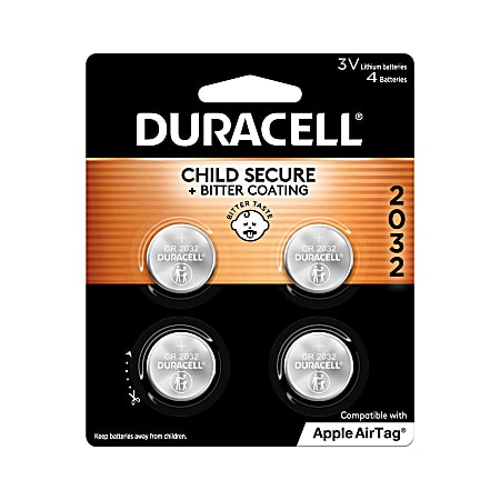 Duracell 3 Volt Lithium 2032 Coin Batteries Pack Of 4 Office Depot