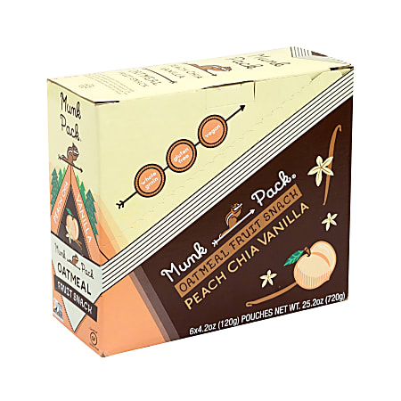 Munk Pack Peach Chia Vanilla Oatmeal Fruit Squeeze Pouches, 4.2 Oz, Pack Of 6 Pouches