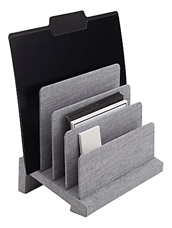 Realspace® Gray Fabric 4-Compartment Desk Sorter