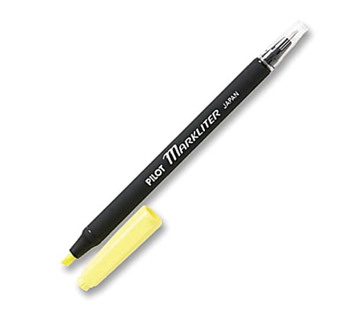 Pilot® Markliter Ball Pens And Highlighters, Chisel Point, Black Barrel, Yellow Ink, Pack Of 12 Pens