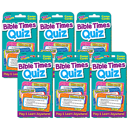 TREND Bible Times Quiz Challenge Cards, Assorted Colors, Grade 1 - 6, Pack Of 6 Sets