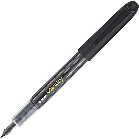 Pilot® Varsity Disposable Fountain Pen, Medium Point, Black Barrel, Black  Ink