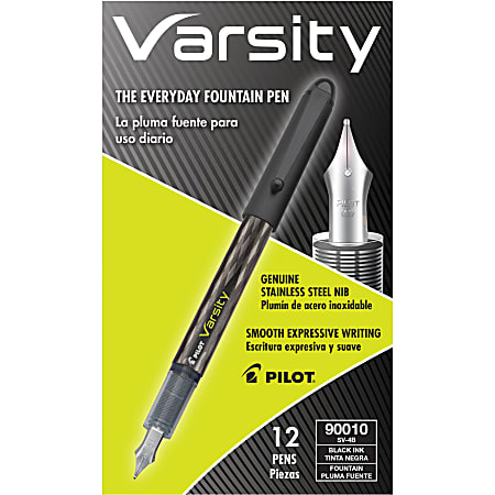 Pilot Varsity Disposable Fountain Pen Medium Point Black Barrel Black Ink -  Office Depot